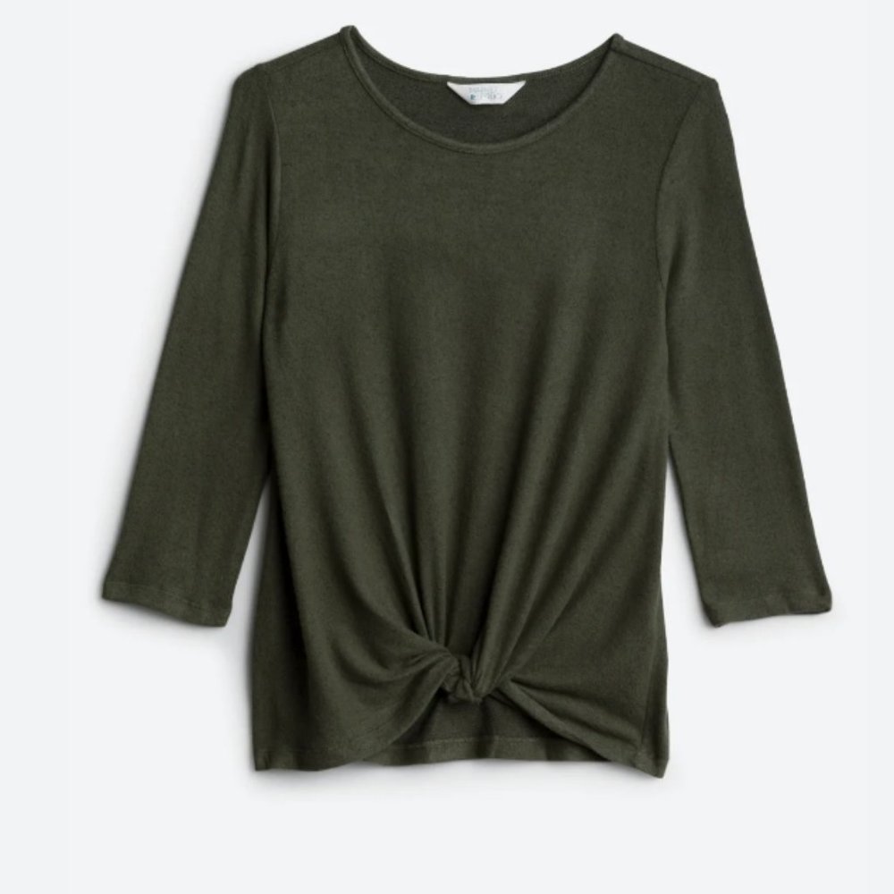 Front Twist Brushed Knit Top